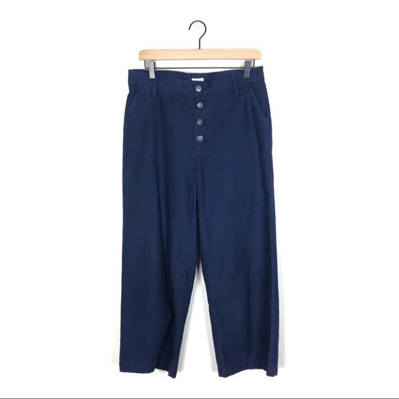 J. Crew factory Wide-leg button-front blue pant 28 - Picture 3 of 7